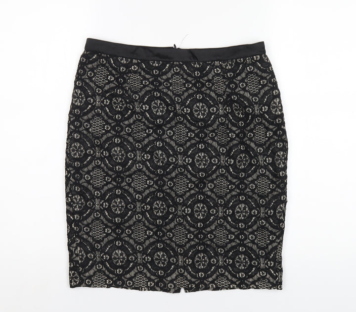 FOREVER 21 Womens Black Cotton Straight & Pencil Skirt Size M Zip