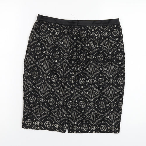 FOREVER 21 Womens Black Cotton Straight & Pencil Skirt Size M Zip