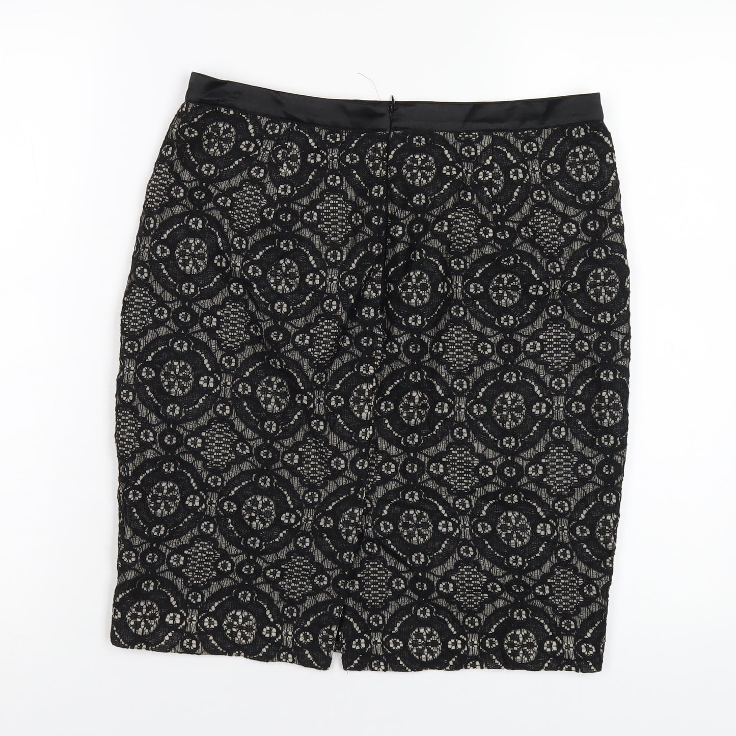 FOREVER 21 Womens Black Cotton Straight & Pencil Skirt Size M Zip