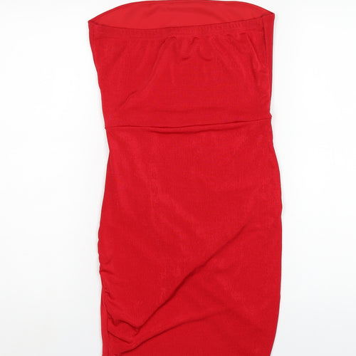 Missguided Womens Red Polyester Mini Size 10 Square Neck Pullover