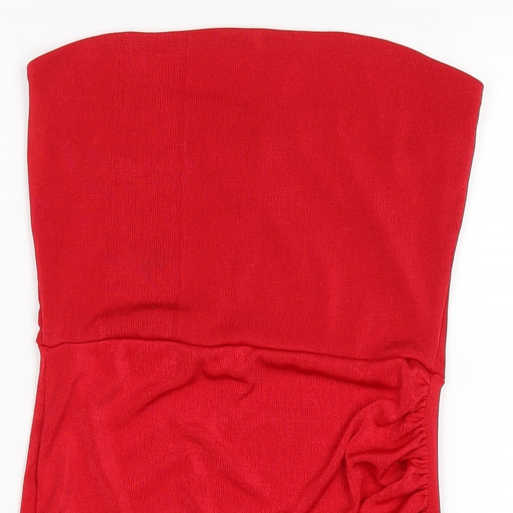 Missguided Womens Red Polyester Mini Size 10 Square Neck Pullover
