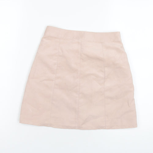 H&M Womens Pink Polyester A-Line Skirt Size 6 Snap