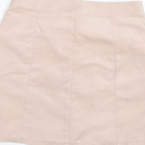 H&M Womens Pink Polyester A-Line Skirt Size 6 Snap