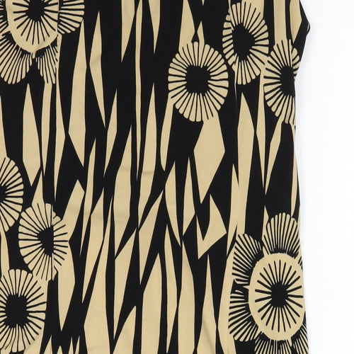 Wallis Womens Beige Geometric Polyester Bodycon Size 14 V-Neck Pullover