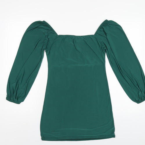 Femme Luxe Womens Green Polyester Bodycon Size 12 Off the Shoulder Pullover