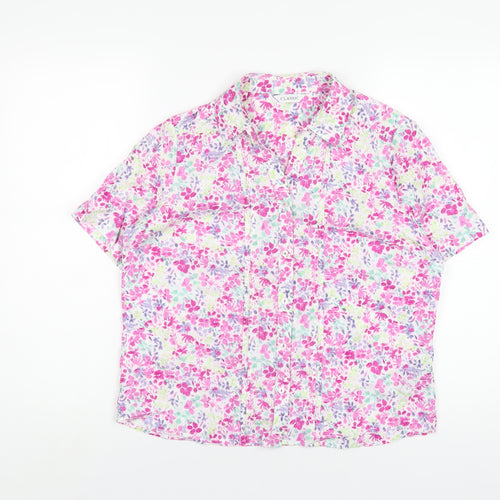 Marks and Spencer Womens Multicoloured Floral Cotton Basic Button-Up Size 12 Collared