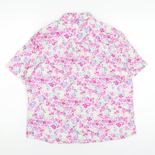 Marks and Spencer Womens Multicoloured Floral Cotton Basic Button-Up Size 12 Collared