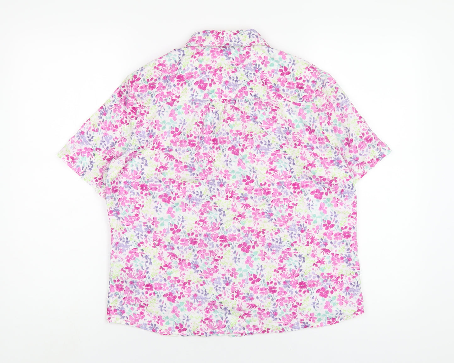 Marks and Spencer Womens Multicoloured Floral Cotton Basic Button-Up Size 12 Collared