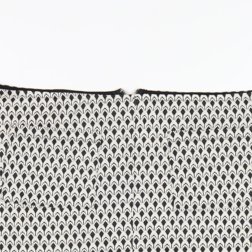 Miss Selfridge Womens White Geometric Polyester A-Line Skirt Size 12 Zip