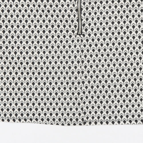 Miss Selfridge Womens White Geometric Polyester A-Line Skirt Size 12 Zip