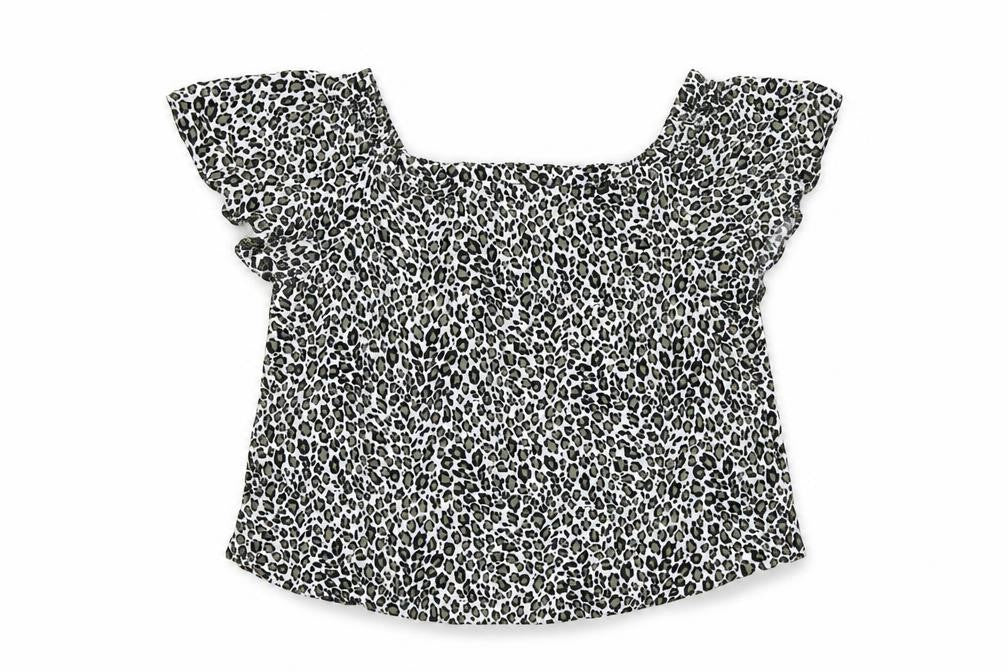 New Look Womens Green Animal Print Viscose Basic T-Shirt Size 12 Square Neck