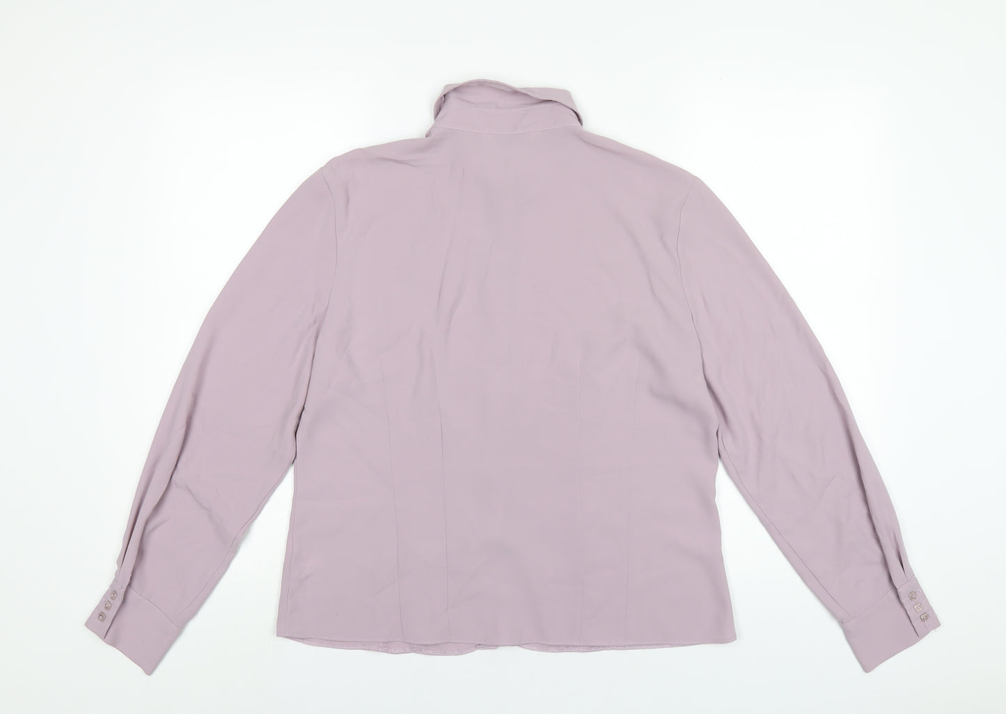 BHS Womens Purple Polyester Basic Button-Up Size 14 Collared