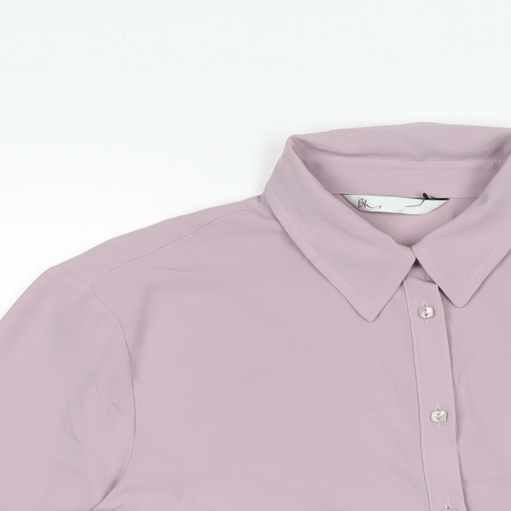 BHS Womens Purple Polyester Basic Button-Up Size 14 Collared