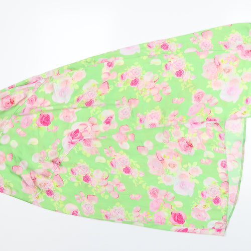 ASOS Womens Green Floral Polyester A-Line Skirt Size 8 Zip