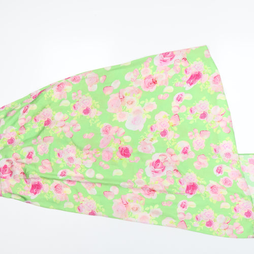 ASOS Womens Green Floral Polyester A-Line Skirt Size 8 Zip