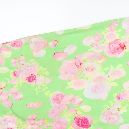 ASOS Womens Green Floral Polyester A-Line Skirt Size 8 Zip
