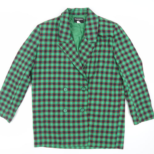 Heartbreak Womens Green Plaid Jacket Blazer Size 10 Button