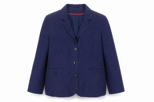 Front view of Bonmarché women’s blue jacket blazer, size UK 18, button