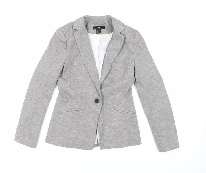 H&M Womens Grey Jacket Blazer Size 8 Button