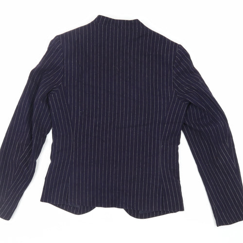 H&M Womens Blue Striped Jacket Blazer Size 8 - Open