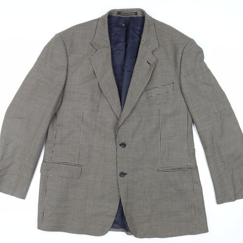 Marks and Spencer Mens Beige Geometric Wool Jacket Blazer Size 46 Regular