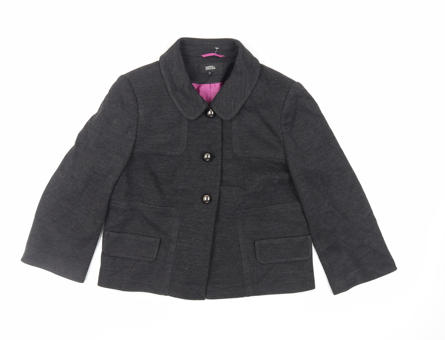 Marks and Spencer Womens Grey Jacket Blazer Size 12 Button