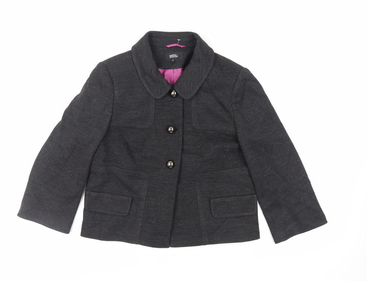 Marks and Spencer Womens Grey Jacket Blazer Size 12 Button