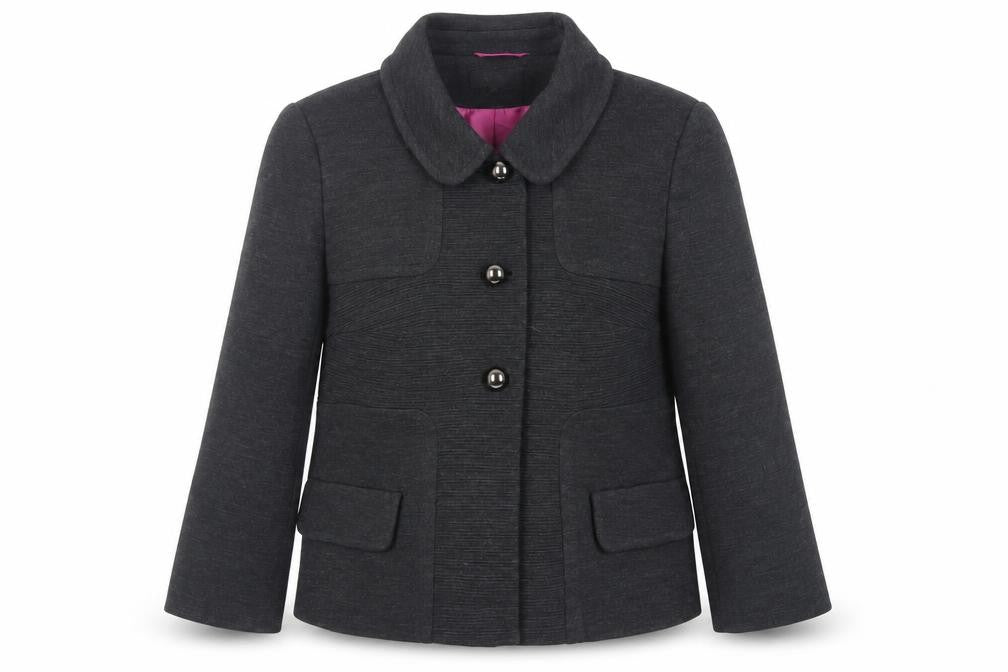 Front view of Marks & Spencer women’s grey jacket blazer, size UK 12, button