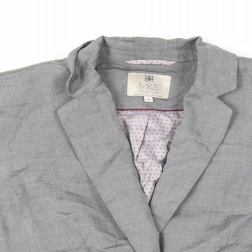 Marks and Spencer Womens Grey Jacket Blazer Size 14 Button