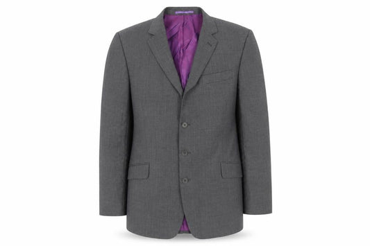 Front view of Next men’s grey wool jacket suit jacket, size 44, regular