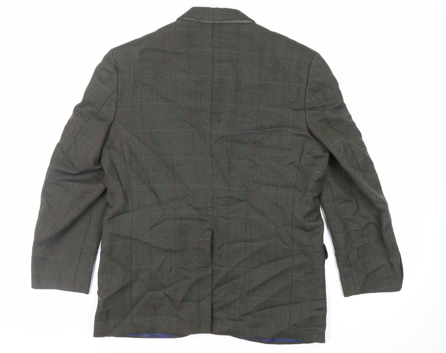 Marks and Spencer Mens Green Herringbone Wool Jacket Blazer Size 40 Regular