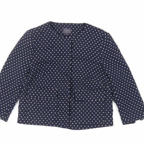 Marks and Spencer Womens Blue Polka Dot Jacket Blazer Size 10 Snap