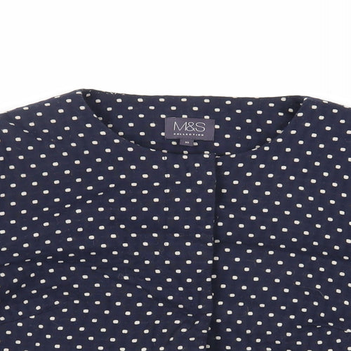 Marks and Spencer Womens Blue Polka Dot Jacket Blazer Size 10 Snap