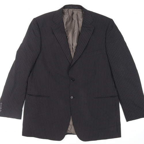 Marks and Spencer Mens Black Striped Polyester Jacket Suit Jacket Size 46 Regular
