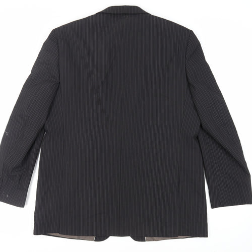 Marks and Spencer Mens Black Striped Polyester Jacket Suit Jacket Size 46 Regular