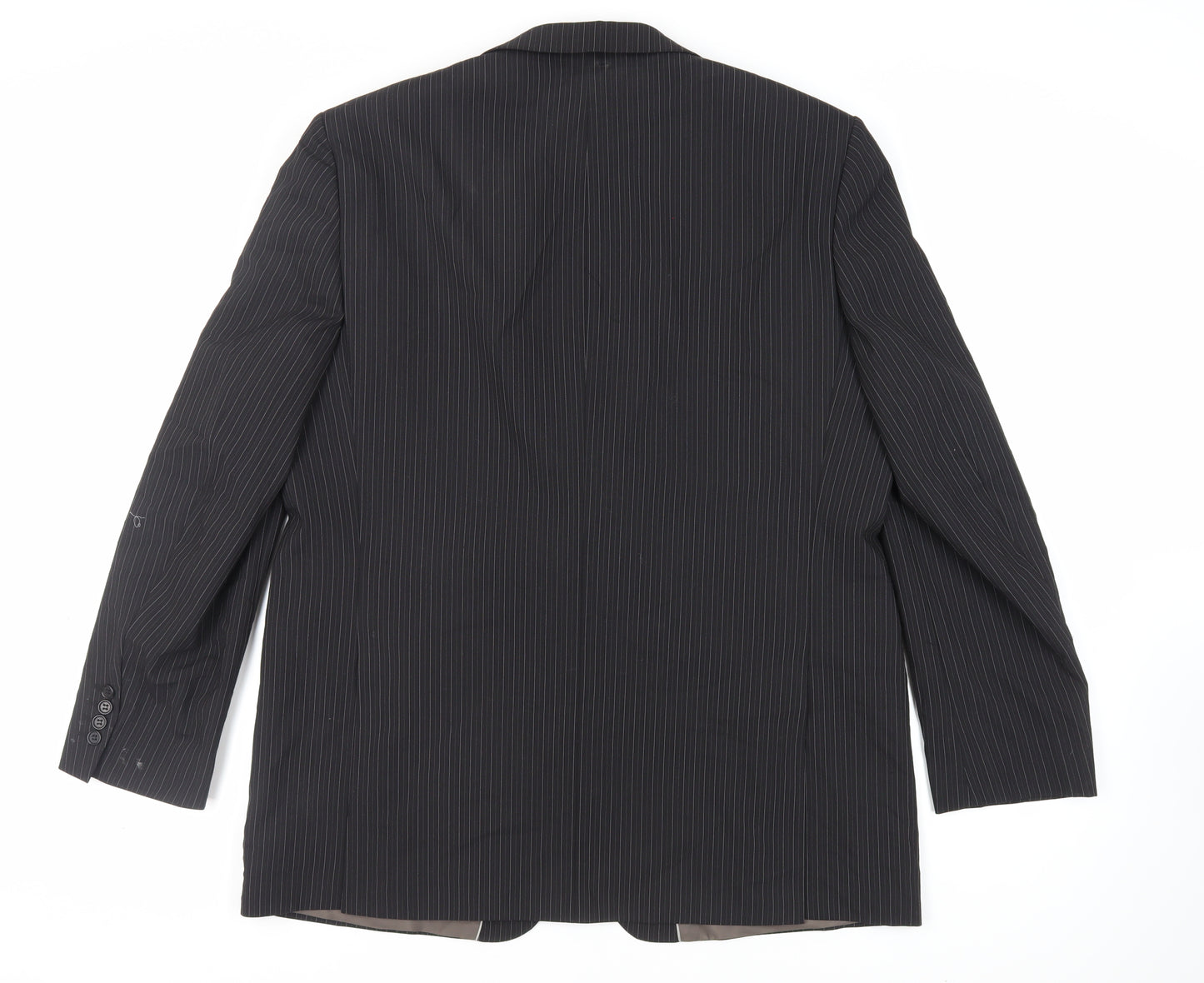 Marks and Spencer Mens Black Striped Polyester Jacket Suit Jacket Size 46 Regular