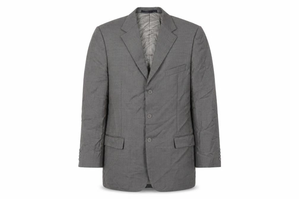 Front view of Marks & Spencer men’s grey wool jacket suit jacket, size 42, regular