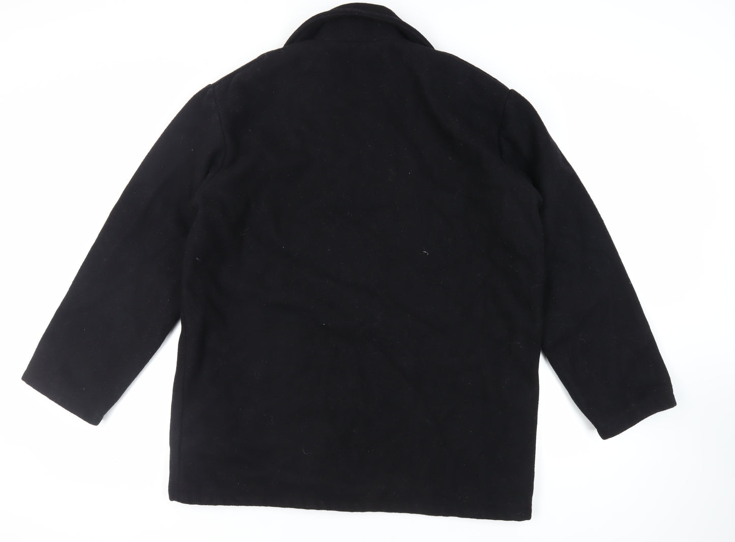 Black Knight Mens Black Pea Coat Coat Size L Button - Vintage