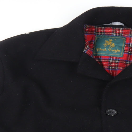Black Knight Mens Black Pea Coat Coat Size L Button - Vintage