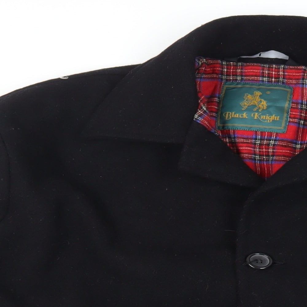 Black Knight Mens Black Pea Coat Coat Size L Button - Vintage