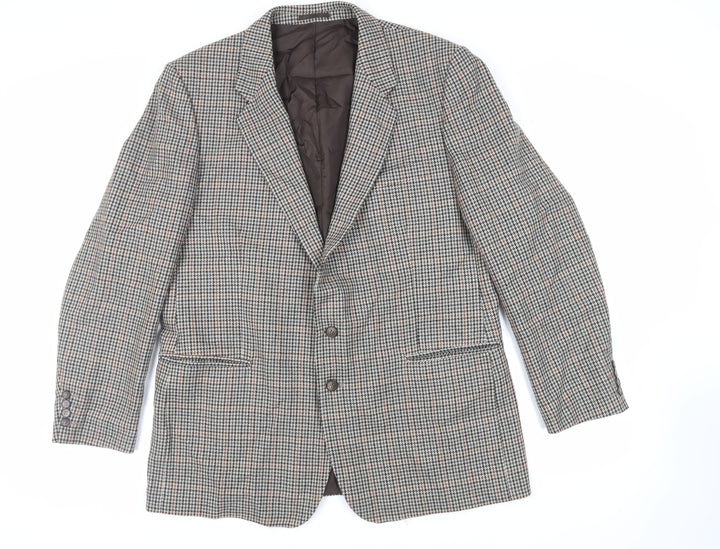 St Michael Mens Grey Geometric Wool Jacket Blazer Size 46 Regular - Vintage