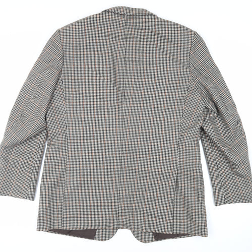 St Michael Mens Grey Geometric Wool Jacket Blazer Size 46 Regular - Vintage