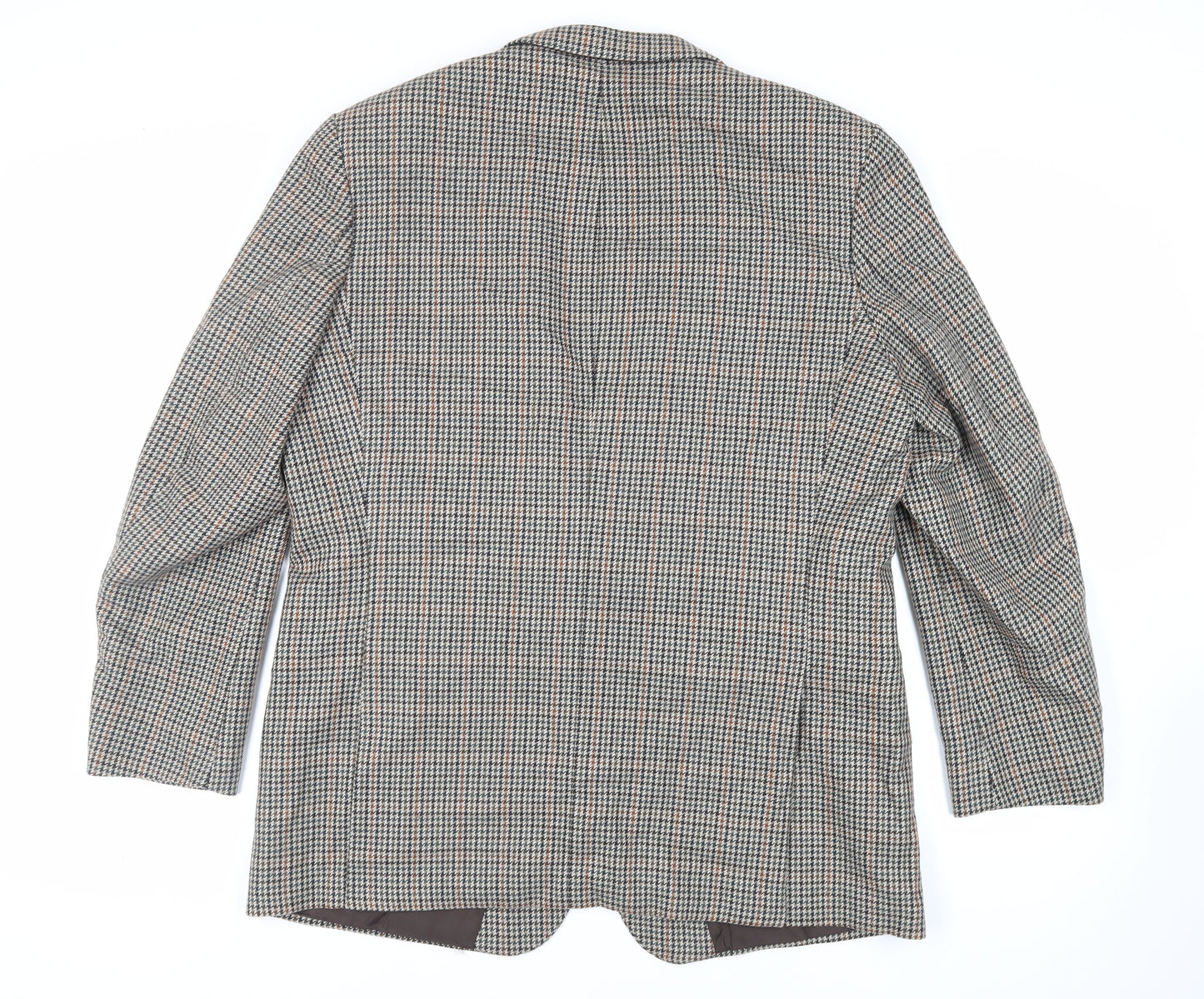 St Michael Mens Grey Geometric Wool Jacket Blazer Size 46 Regular - Vintage