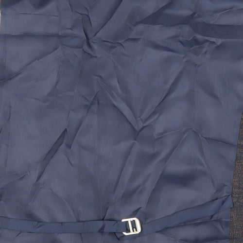 Wessi Mens Blue Geometric Polyester Jacket Suit Waistcoat Size 42 Regular