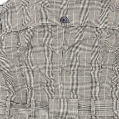 Marks and Spencer Womens Brown Plaid Jacket Size 8 Button - Belted