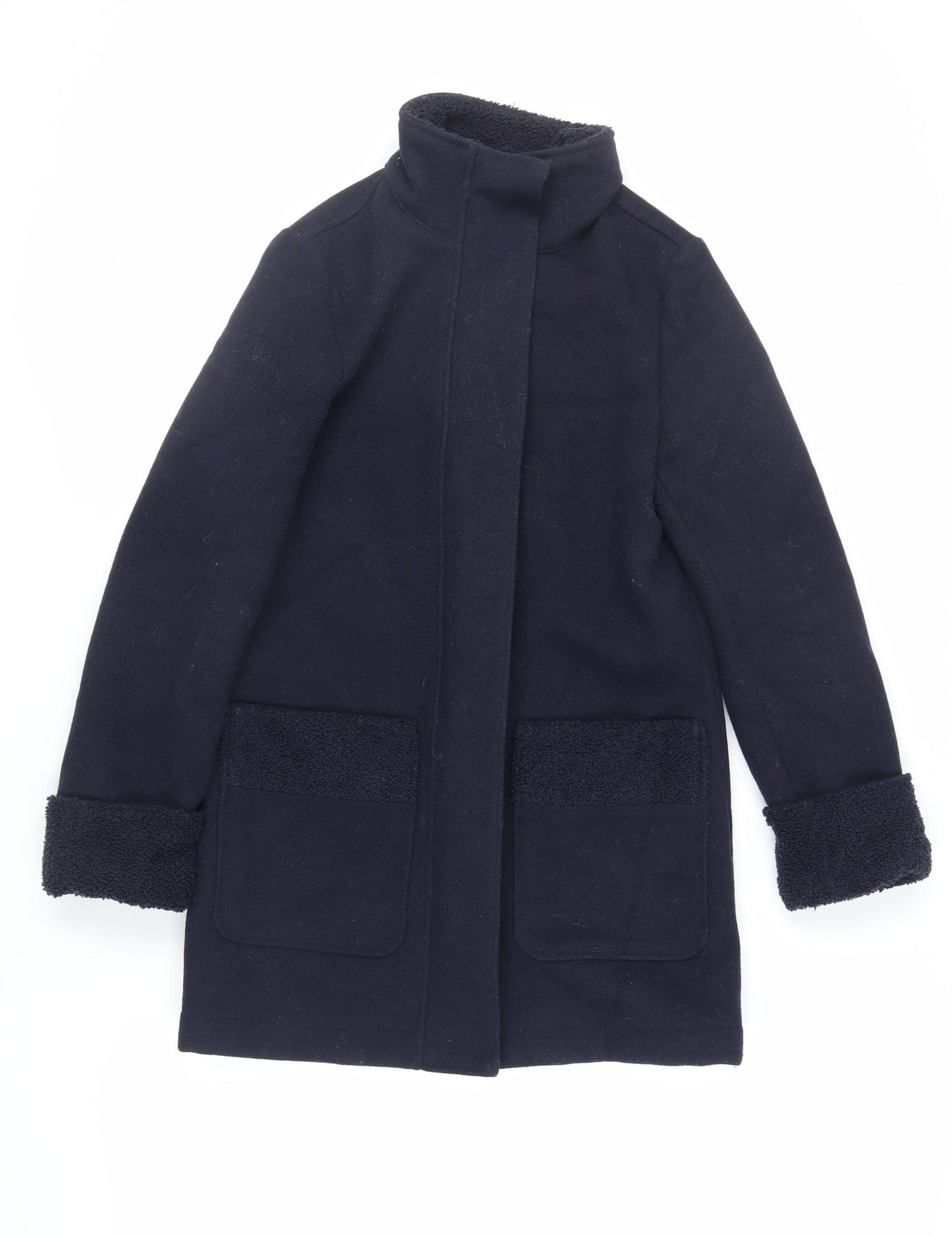 Marks and Spencer Womens Blue Overcoat Coat Size 6 Zip