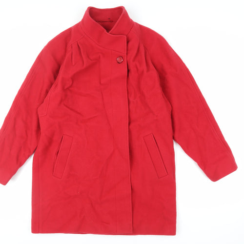 St Michael Womens Red Overcoat Coat Size 10 Button - Vintage