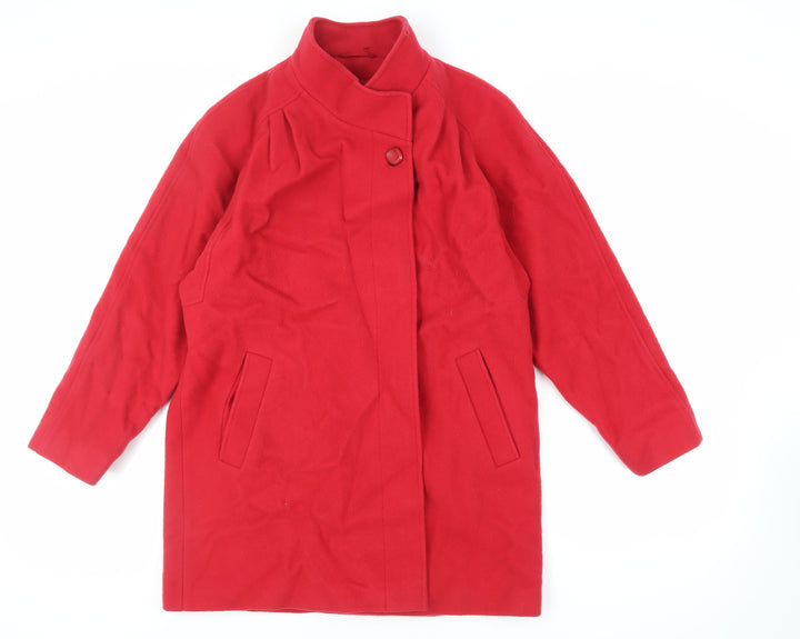 St Michael Womens Red Overcoat Coat Size 10 Button - Vintage