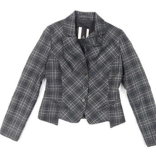 Avidita Womens Grey Plaid Jacket Blazer Size 14 Button
