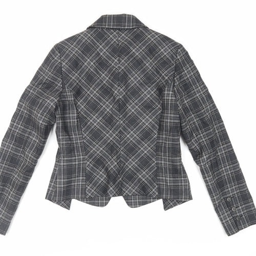 Avidita Womens Grey Plaid Jacket Blazer Size 14 Button